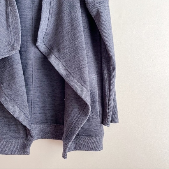 Athleta Blissful Wrap Hooded Cardigan Sweater Open Front Heather Charcoal Grey S - Picture 5 of 12